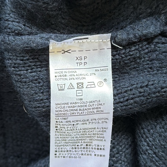 Banana Republic Blue Geo Cable Knit Cowl Neck Sweater Dress Sz XSP - Picture 11 of 13